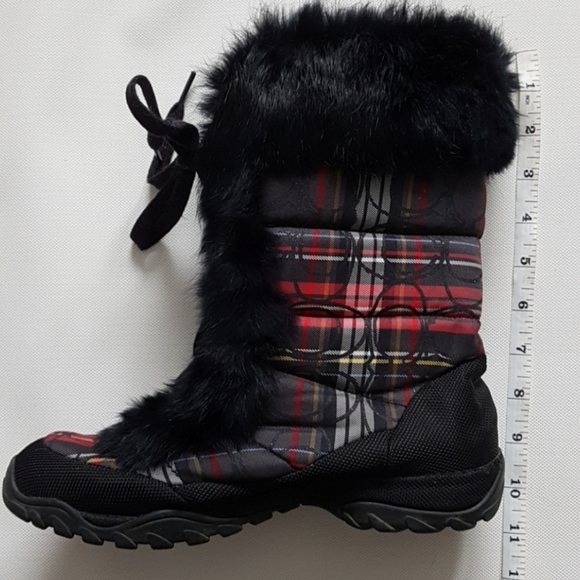Authentic Coach Jennie Boots Tartan Fur Monogram - Picture 8 of 8